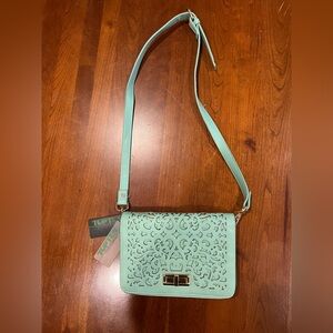 Topshop Mint Green Textured Crossbody Bag with Adjustable Strap